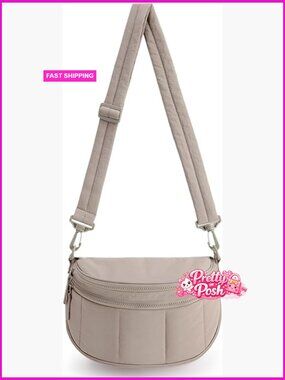 Quilted Nylon Puffer Crossbody Bag, Travel Purse with Adjustable Strap, 4